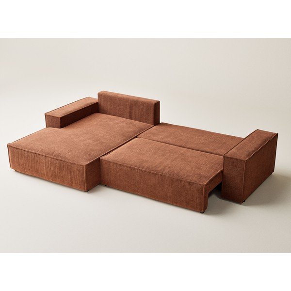 Divano angolare color rame allungabile/con contenitore (con penisola a sinistra/con chaise lounge) con rivestimento in ciniglia Maze – Maison de Rêve-image-4