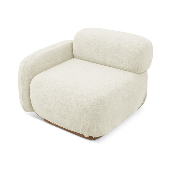 Parte divano componibile color crema (con penisola a sinistra) con rivestimento in bouclé Ailani – Makamii-image-1