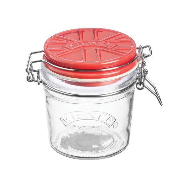 Zavařovací sklenice s červeným keramickým klipovým víčkem Kilner England, 0,35 l
