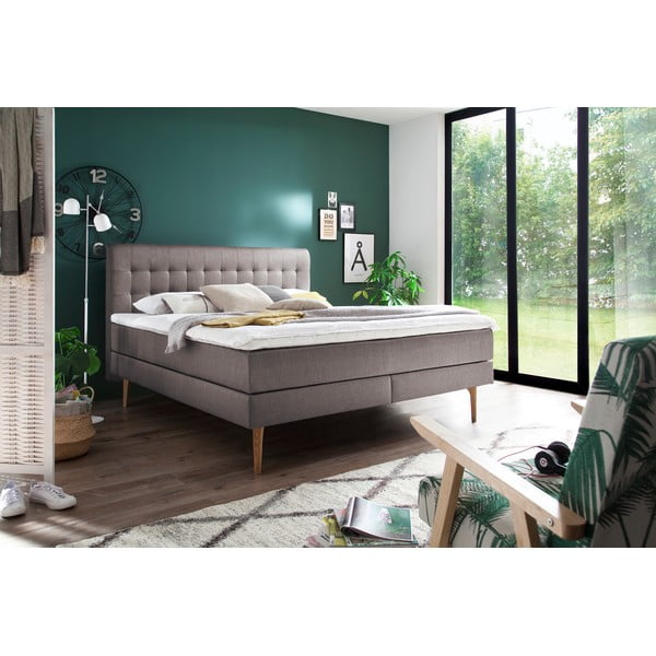Letto boxspring grigio/marrone 180x200 cm Massello – Meise Möbel-image-4