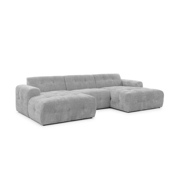 Divano angolare grigio chiaro (a U/con chaise lounge) Melva – Ropez