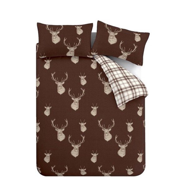 Set copripiumino e federa marrone scuro per letto singolo 135x200 cm Stag – Catherine Lansfield