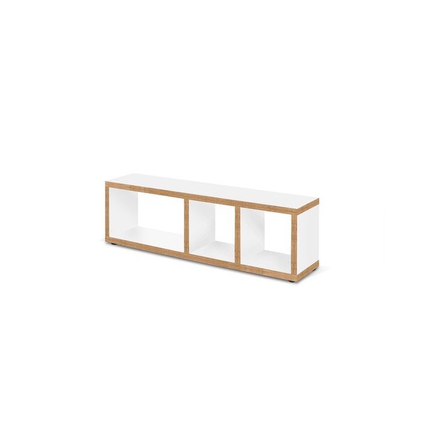 Mobile TV bianco con bordo in legno 150x45 cm Berlin - TemaHome-image-3