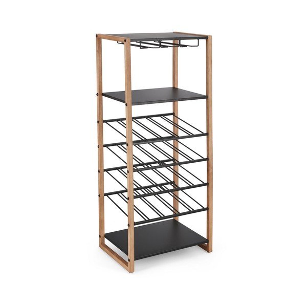 Cantinetta nera/di colore naturale in metallo numero di bottiglie 20, 50x122x35 cm Isaac – Yes Everyday-image-2