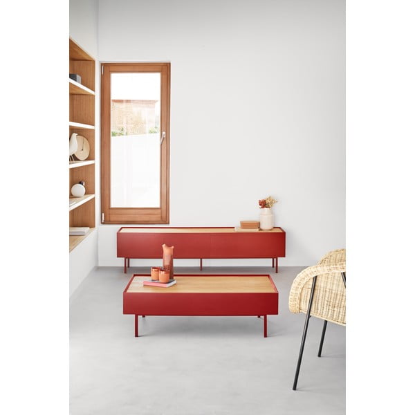 Mobile TV rosso scuro effetto rovere 180x45 cm Arista - Teulat-image-1