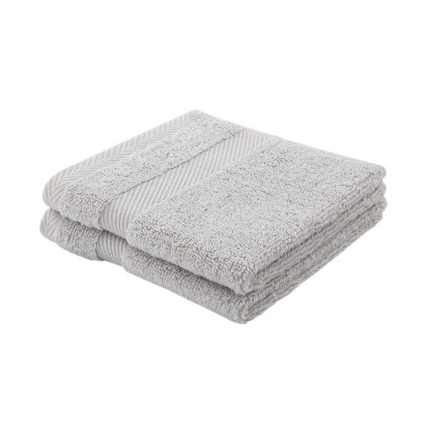 Asciugamano grigio chiaro in cotone e seta 30x30 cm - Bianca