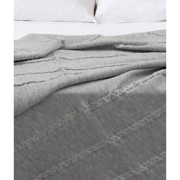 Copriletto in cotone grigio per letto matrimoniale 200x220 cm Trenza - Oyo Concept