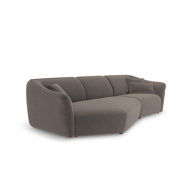 Divano con penisola marrone con rivestimento in velluto Tokyo – Cosmopolitan Design-image-3