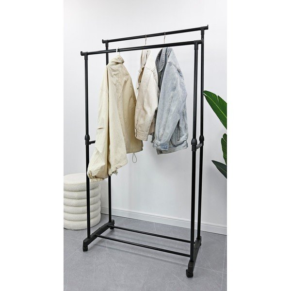 Stand appendiabiti nero in metallo su ruote 80x160x42 cm Roald – Yes Everyday-image-1