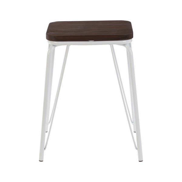 Sgabello bianco/colore naturale scuro in olmo massiccio District – Premier Housewares-image-2