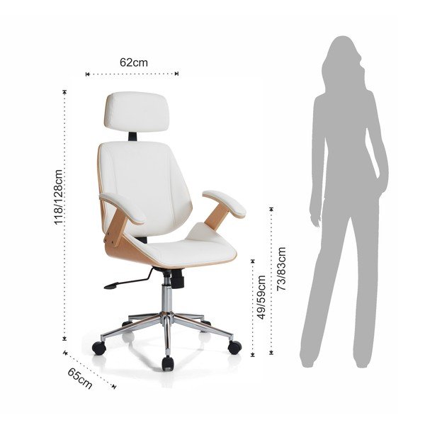 Sedia da ufficio bianca in similpelle Visby – Tomasucci-image-4