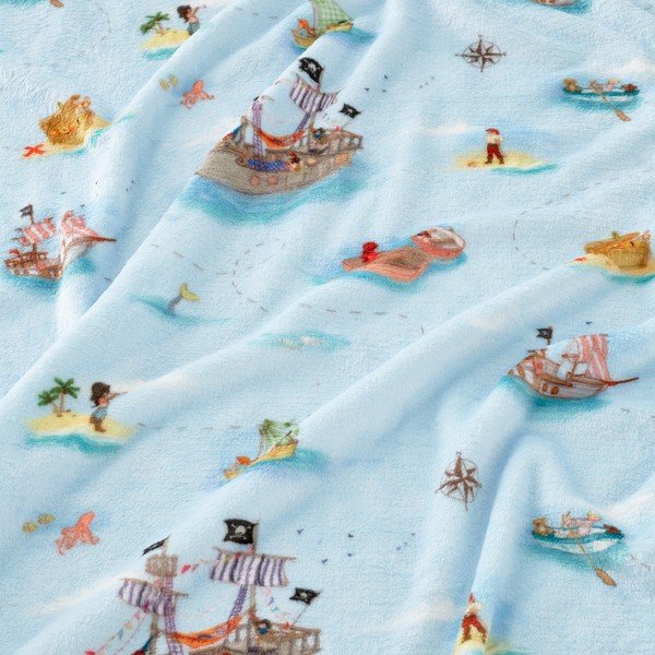 Coperta per bambini blu in micropile 150x200 cm Pirates – Belle & Boo-image-2