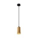 Lampada a sospensione nera con paralume in legno ø 7 cm Tubo - Candellux Lighting