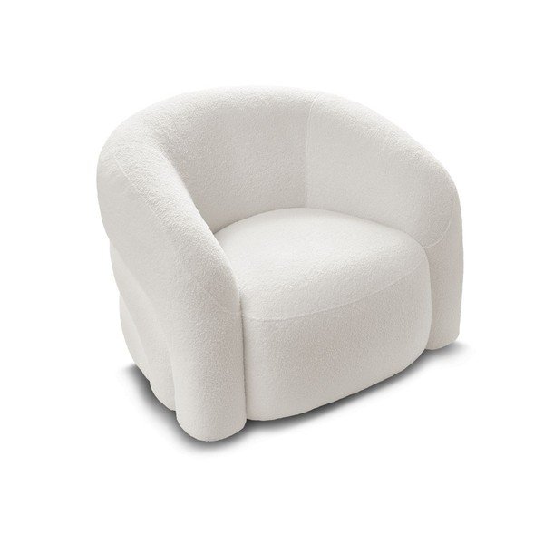 Poltrona bianca girevole con rivestimento in bouclé Elina – Bobochic Paris-image-4
