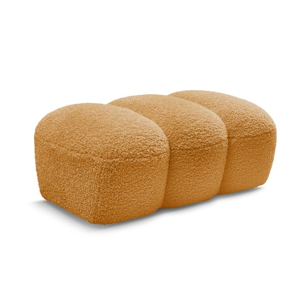 Poggiapiedi color senape con rivestimento in bouclé Hippolyte – Bobochic Paris-image-3