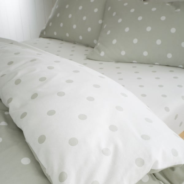 Lenzuolo con angoli bianco e verde in flanella 135x190 cm Polka Dot – Catherine Lansfield-image-2
