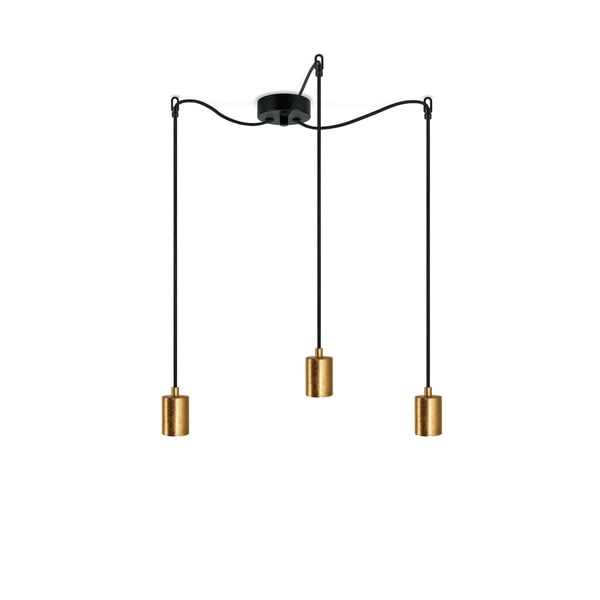 Lampada a sospensione nero/oro con paralume in metallo ø 5 cm Cero - Sotto Luce