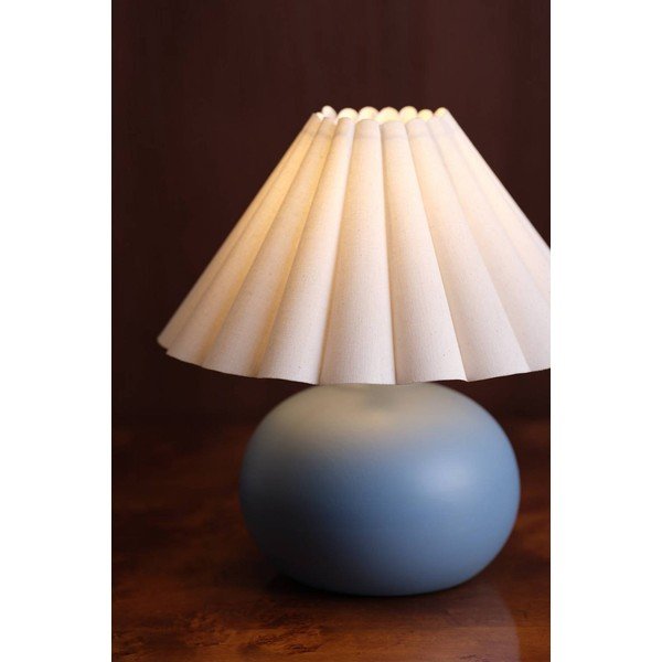 Lampada da tavolo bianca/blu in ceramica (altezza totale 34 cm) Crasso – Jotex-image-1