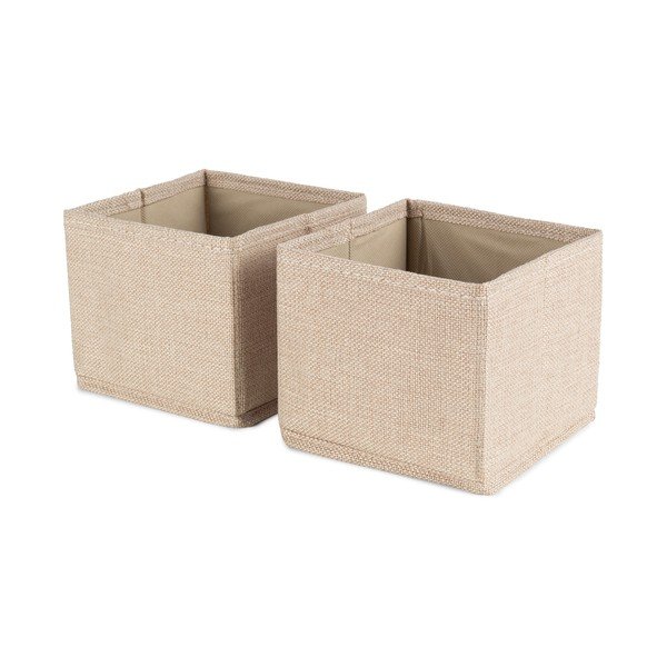 Scatole in set beige in tessuto 2 pz 14x12x12 cm Sandy – Compactor