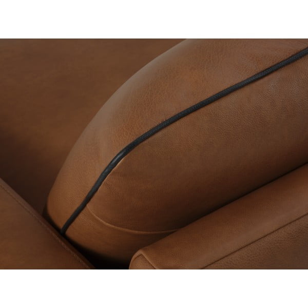 Divano in pelle marrone cognac 260 cm Virna - Micadoni Home-image-1