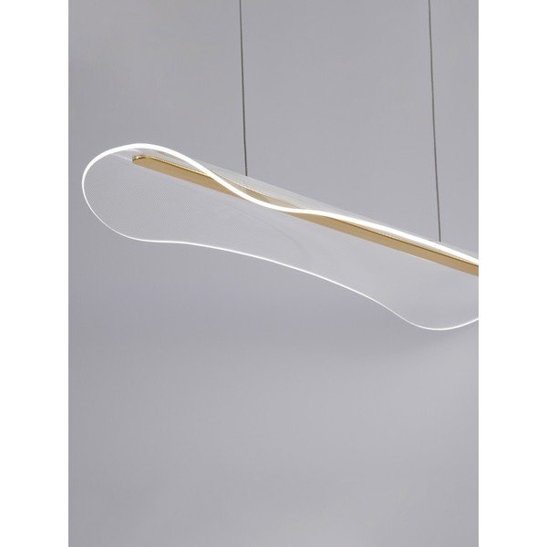Lampadario LED dorato in alluminio con paralume in vetro acrilico con intensità regolabile Agos – Nova Luce-image-2