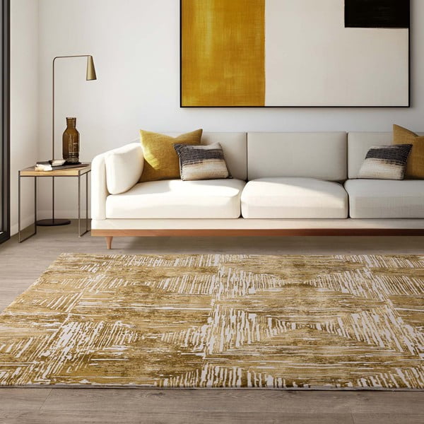 Tappeto dorato 120x170 cm Kuza Lines Gold – Asiatic Carpets-image-1