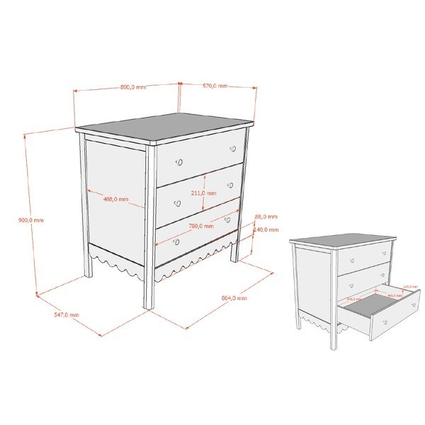 Cassettiera per bambini beige 89x90x55 cm Swingo – Vipack-image-2