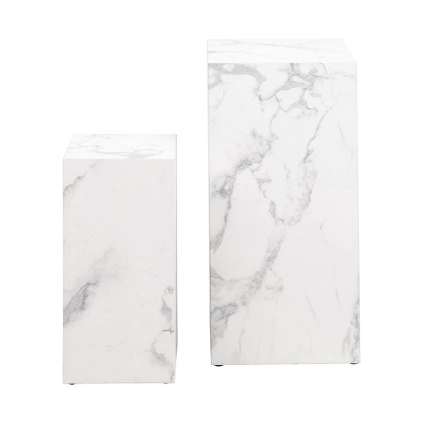 Tavolini bianchi in marmo con set di 2 tavolini 35x35 cm Dice - Actona