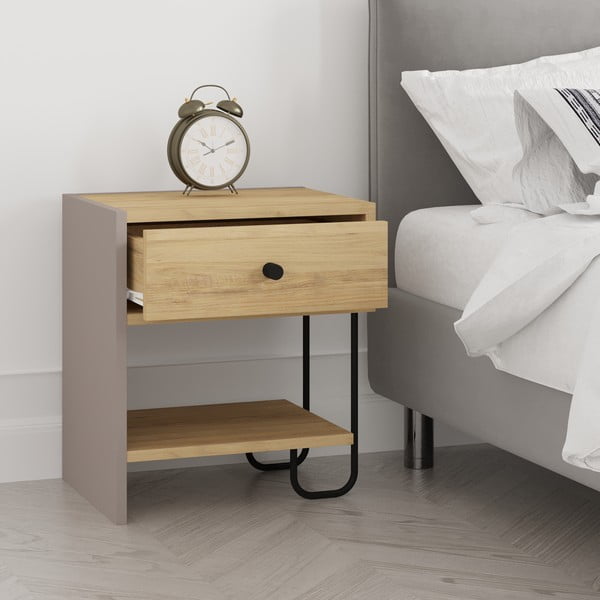 Comodino in rovere con mensole Saturne - Marckeric-image-2