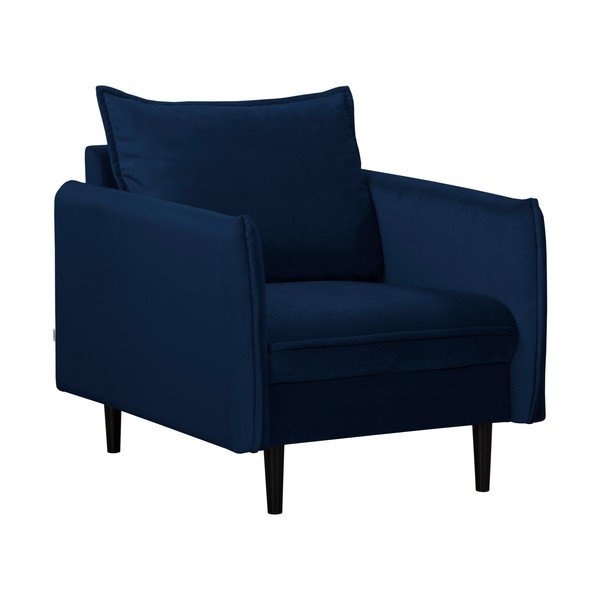 Poltrona blu scuro con rivestimento in velluto Juli – Ropez