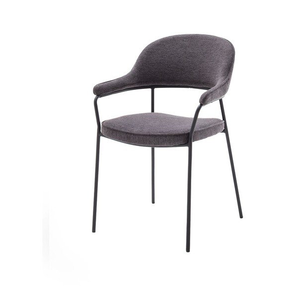 Sedia da pranzo grigio scuro con braccioli Kindersley – Unique Furniture