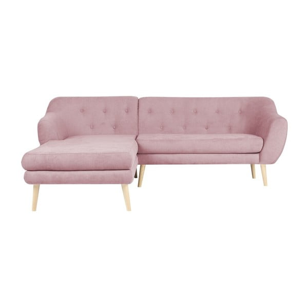 Divano rosa chiaro con lettino sul lato sinistro Sicile - Mazzini Sofas
