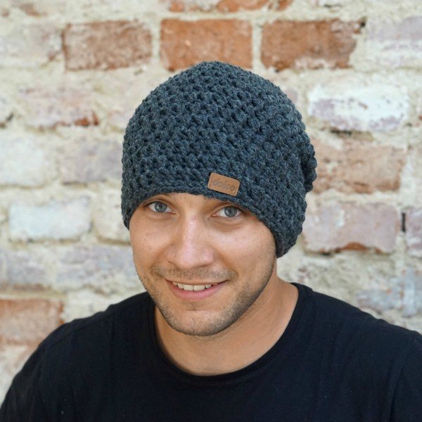 Cappello da notte grigio scuro lavorato a mano all'uncinetto - DOKE-image-1