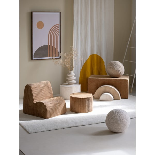 Poltrona per bambini marrone con rivestimento in velluto a coste Cloud – Wigiwama-image-1