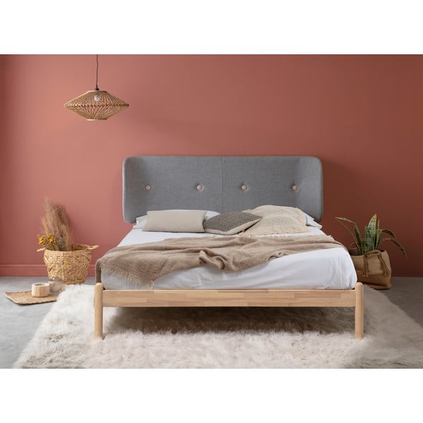 Letto in legno con testata grigio scuro , 140 x 190 cm Ellie - Marckeric-image-1