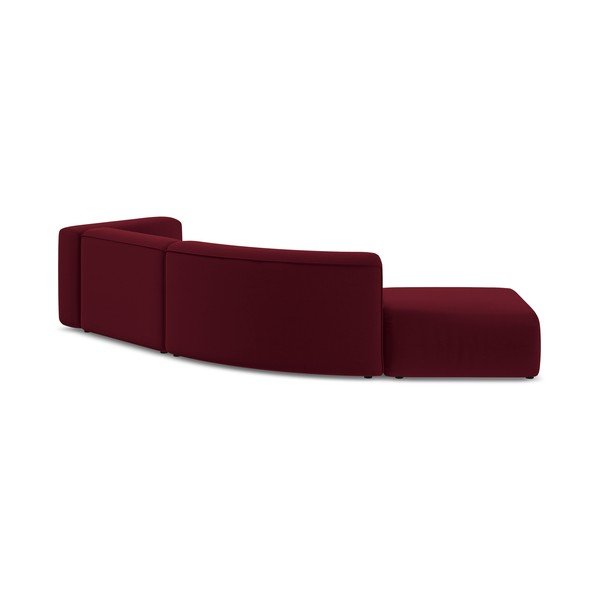 Chaise longue burgundy (con penisola a sinistra) con rivestimento in velluto Ekahi – Makamii-image-4