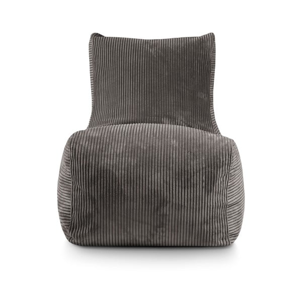 Puof a sacco marrone scuro con rivestimento in velluto a coste Lounge – SLOWDOWN-image-2