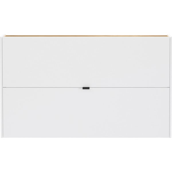 Scarpiera bianca effetto rovere con ante ribaltabili e da parete 140x83x18 cm Ameca – Germania-image-3