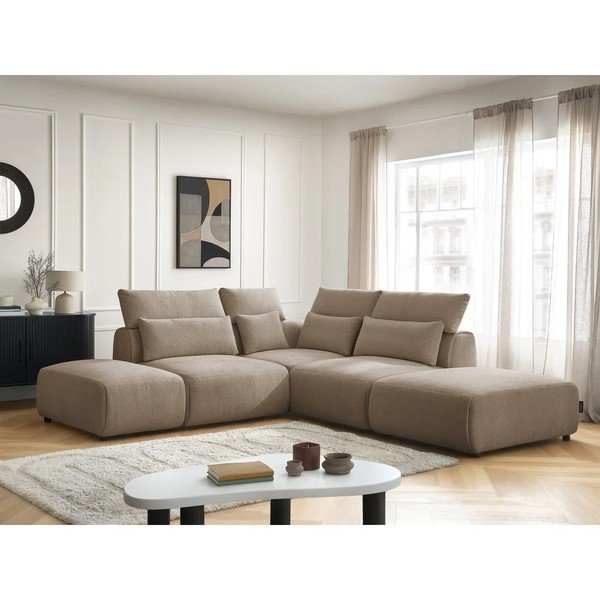 Divano angolare componibile grigio tortora reclinabile Jana – Bobochic Paris-image-1