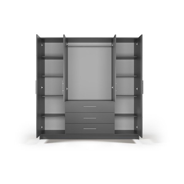 Armadio grigio con specchio 196x200 cm Derry - Cosmopolitan Design-image-4