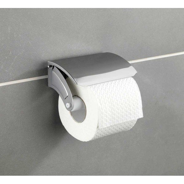 Supporto a parete con coperchio per carta igienica Basic - Wenko-image-1
