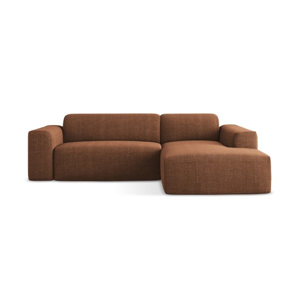 Divano angolare color terracotta (con penisola a destra/con chaise lounge) Keli – Makamii