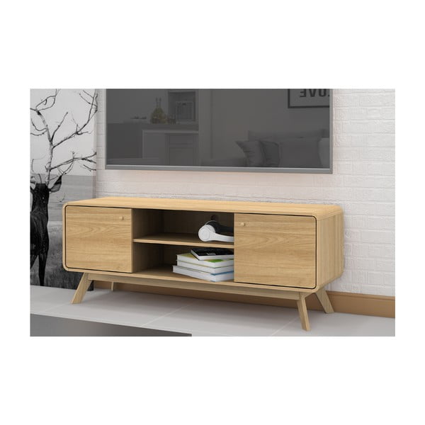 Tavolo TV in rovere colore naturale 140x53 cm Cassie - Støraa-image-4