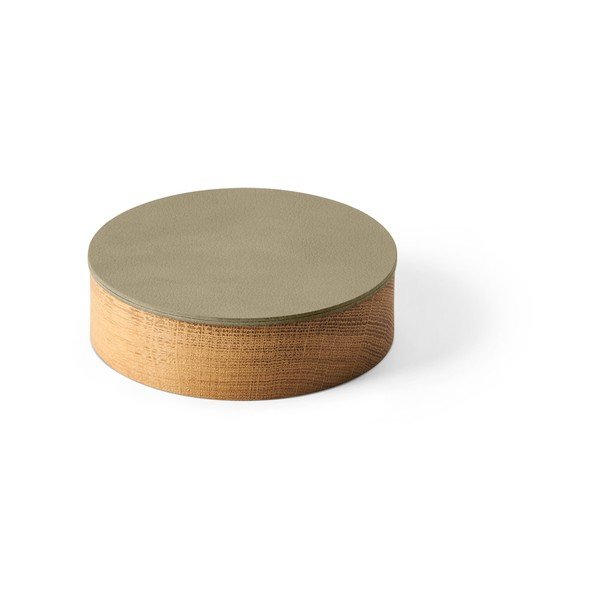Scatola decorativa con coperchio verde/di colore naturale in legno ed eco pelle ø 11x3,5 cm Circle Nupo – LIND DNA