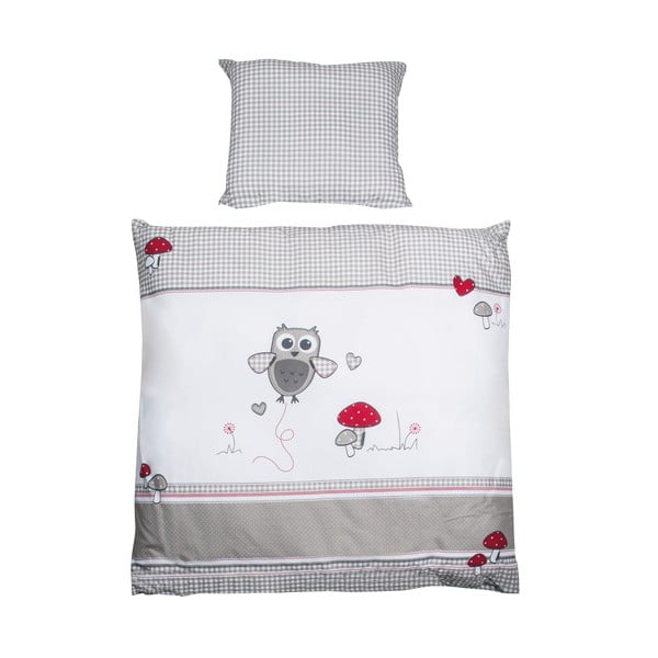 Set copripiumino e federa da bambini bianco/grigio in cotone per culla 80x80 cm Adam & Eule – Roba
