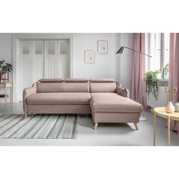 Divano letto angolare beige (angolo destro) Sweet Harmony - Miuform-image-1