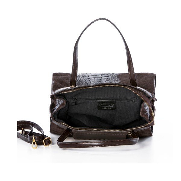 Kožená kabelka Croco Dark Brown-image-3