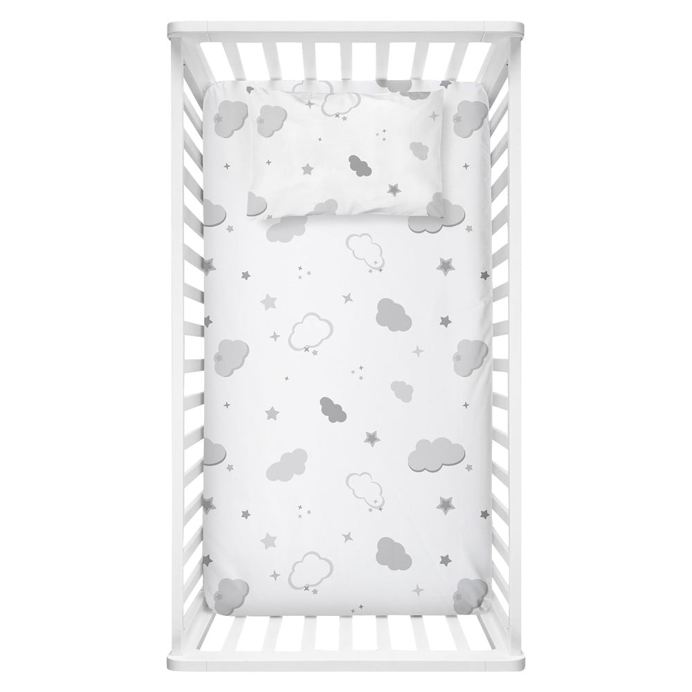 Set di lenzuolo e federa per bambini bianco in cotone renforcé per culla 70x120 cm Bulut – Mijolnir | Lenzuola per bambini
