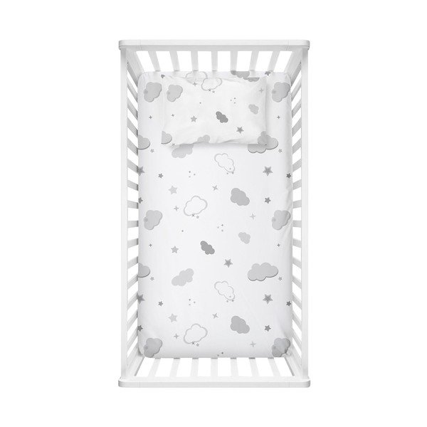 Set di lenzuolo e federa per bambini bianco in cotone renforcé per culla 70x120 cm Bulut – Mijolnir