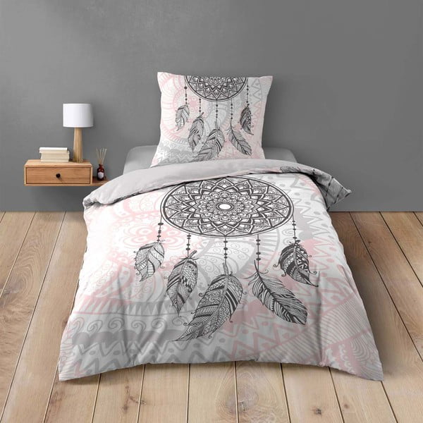 Biancheria da letto in cotone bianco e rosa per letto singolo 140x200 cm Namaste - douceur d'intérieur